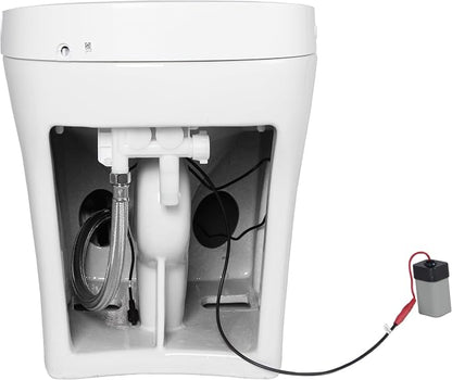 R&T W5100S Tankless Smart Toilet Touchless Auto Flush 1.28-GPF Battery-Operated One-Piece HET Intelligent Toilet for Bathroom, Foot Kick & Manual, Without Bidet