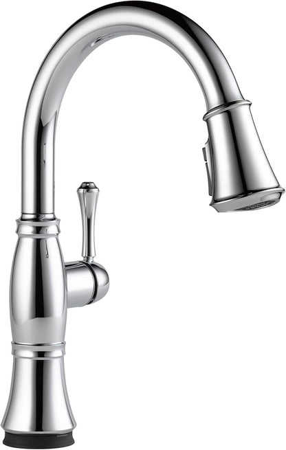 DELTA FAUCET Cassidy Pull Down Kitchen Faucet Chrome, Chrome Kitchen Faucets with Pull Down Sprayer, Kitchen Sink Faucet, Faucet for Kitchen Sink with Magnetic Docking, Lumicoat Chrome 9197-PR-DST