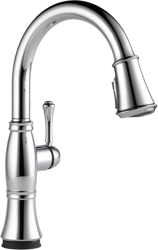 DELTA FAUCET Cassidy Pull Down Kitchen Faucet Chrome, Chrome Kitchen Faucets with Pull Down Sprayer, Kitchen Sink Faucet, Faucet for Kitchen Sink with Magnetic Docking, Lumicoat Chrome 9197-PR-DST