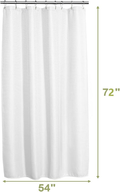 AmazerBath Stall Shower Curtain 54x72 Inches, White Shower Curtain Waffle Textured, Small Shower Curtain 54 Inches Wide, Fabric Bathroom Curtains Heavy Duty 240GSM, 9 Rustproof Metal Grommets