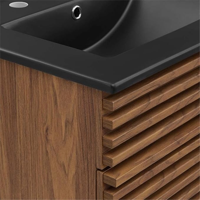 Modway Render 24" Bathroom Vanity with Sink in Walnut Black