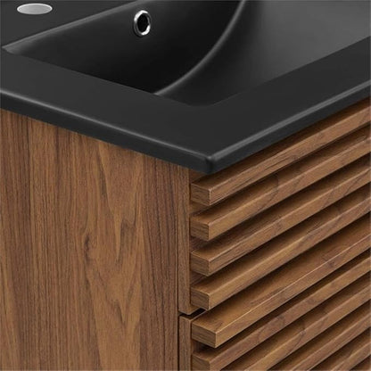 Modway Render 24" Bathroom Vanity with Sink in Walnut Black