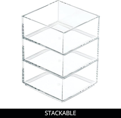 iDesign Clarity Plastic Drawer Organizer, Storage Container for Kitchen Gadgets, Corks, Sticky-Notes, Clips in Pantry, Cabinets, Countertops, 4" x 4" x 2" - Clear,X-Small