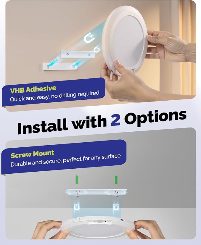 10000mAh Rechargeable Ceiling Light Waterproof Shower Light 4 Pack | Battery Powered Motion Sensor Lights with Remote 3000K/4000K/6000K Dimmable, Stick On LED Lights No Wiring for Closet Bedroom