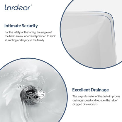Lordear Vessel Sink Rectangle 19 Inch Bathroom Sinks 19"x12" Inch Semi Recessed Sink 5'' Deep Rectangular White Ceramic Modern Vanity Sink Bath Wash Above Counter Basin