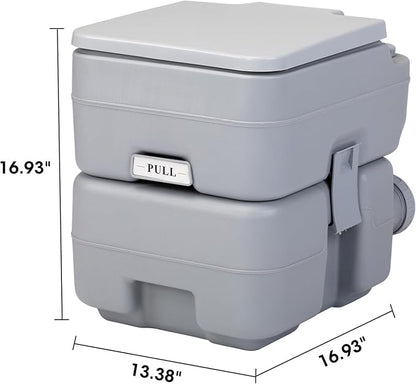 Generic Portable Push-rod Toilet, 20L/5.3 Gallons Detachable Tank for Camping, Boating, Hiking and Traveling, Cold Gray