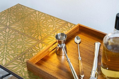 Main Street Peel and Stick Wallpaper Tiles, Gold & Green Leaves, 24-Pack | 8"x8" tiles, covers 10.67 sq ft. Peel-and-stick paper, no extra adhesive needed. Ideal for backsplashes & DIY projects.