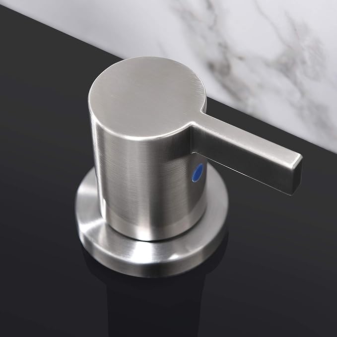 Phiestina 2 Handle 3 Hole 8 Inch Widespread Bathroom Faucet with Metal Pop-Up Drain, Brushed Nickel, WF015-1-BN