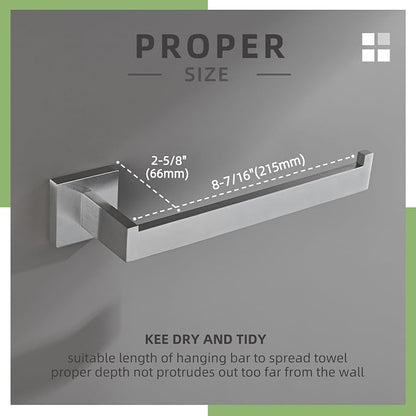 Angle Simple Hand Towel Holder Brushed Nickel, Bathroom Towel Bar 10.24" | Sturdy SUS304 Stainless Steel, Square Hanger with Open Arm, Space Saving Home Decor, Screws Mounted