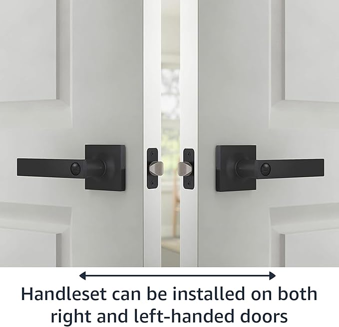 Amazon Basics Contemporary Stamford Privacy Door Lever, Easy Installation, Matte Black, 1-Pack