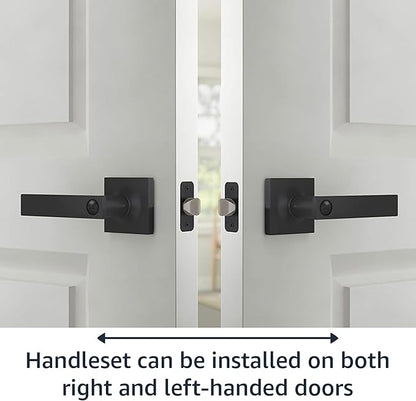 Amazon Basics Contemporary Stamford Privacy Door Lever, Easy Installation, Matte Black, 1-Pack