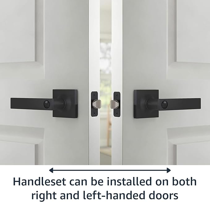 Amazon Basics Contemporary Stamford Privacy Door Lever, Easy Installation, Matte Black, 1-Pack