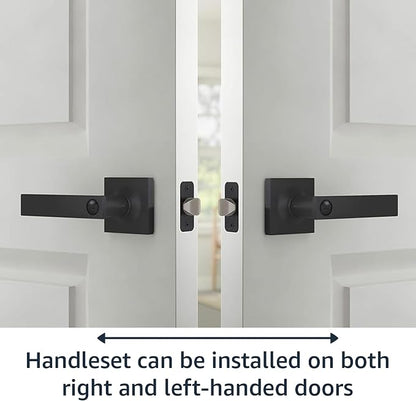 Amazon Basics Contemporary Stamford Privacy Door Lever, Easy Installation, Matte Black, 1-Pack