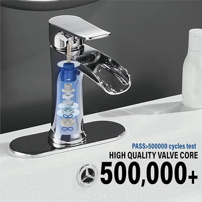 Yundoom Chrome ,Bathroom Sink Faucet,Waterfall Bathroom Faucet,Single Hole Or 3 Hole with 4 Inch Deck Plate,Farmhouse Rv Brass ,Grifo De BañO