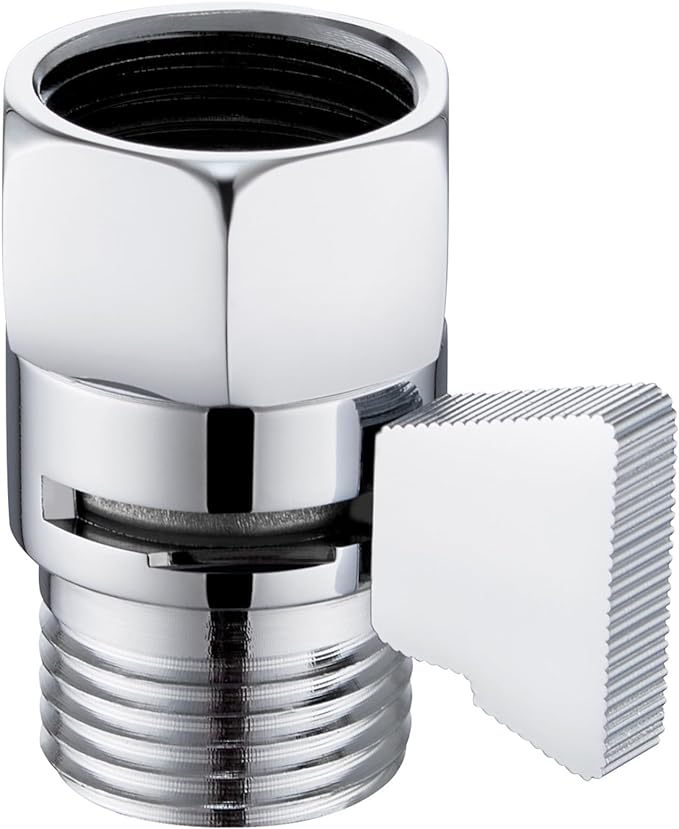 Angle Simple Shower Shut Off Valve, Water Flow Pressure Restrictor, Chrome | Solid Brass Flow Control Reducer for Handheld Shower Head, G 1/2 Water Volume Saver Regulator Valve for Bidet Sprayer