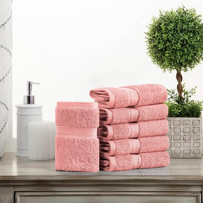 Superior Egyptian Cotton Plush & Absorbent, Face Towel Set of 6, Tea Rose | Quick Dry, Soft Luxury Towel Set, Bath Essentials for Bathroom, Guest Bath, Spa, 2 Piece Face, Madeline Towels