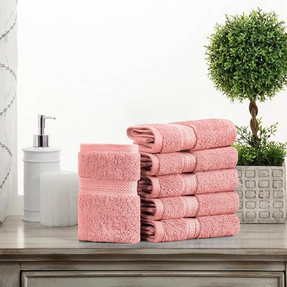 Superior Egyptian Cotton Plush & Absorbent, Face Towel Set of 6, Tea Rose | Quick Dry, Soft Luxury Towel Set, Bath Essentials for Bathroom, Guest Bath, Spa, 2 Piece Face, Madeline Towels