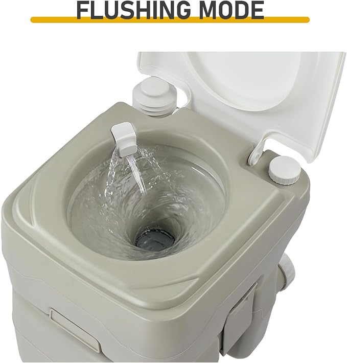Portable Camping Toilet, 5.3 Gal Waste Tank & 3.2 Gal Flush Tank, Push-Button Pressurized Flush Commode, Leak-proof and Odourless Travel Toilet for Adults Outdoor, Camping, Emergency Use