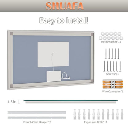 LED Mirror for Bathroom, 66x36 Inch Backlit + Front Lighted Bathroom Vanity Mirror with Lights for Wall, Double Light Strips, 3 Colors, Shatter-Proof, Anti-Fog and Brightness Memory