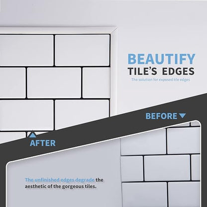 Art3d 10 ft Peel and Stick Flexible Molding Trim for Wall Tile Edge, White | Durable, Waterproof, Oil-Proof, Superior Adhesive, Useful, Easy to Clean, Ideal for Mirror Edges, Accent Walls, Backsplashes