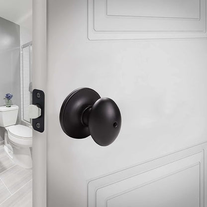 Design House 779181 Egg Privacy Bed and Bath Door Knob Matte Black