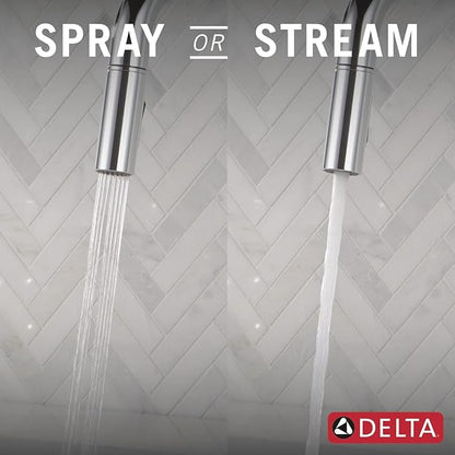 Delta Nicoli Chrome U-Spout Kitchen Faucet with Pull Down Sprayer, Modern Single Hole Kitchen Sink Faucet, Single Handle, Chrome 19868LF