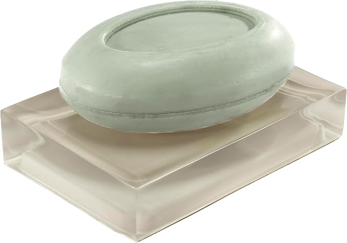 IZOD – Soap Dish, Clear Hand-Painted Resin with Sleek Modern Styling, Perfect for Holding Bar Soap or Sponges on Bathroom & Kitchen Counters (Marina)