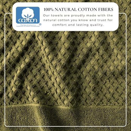 Great Bay Home Hand Towels - 100% Cotton 6 Pack 26x16 Hand Towel Set - Absorbent, Durable, Quick-Dry Towels for Bathroom (Olive)