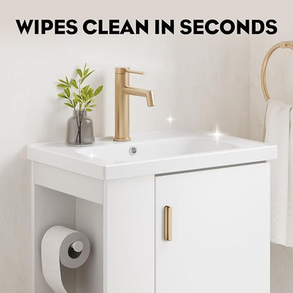 phiestina 20 Inch White Floating Small Bathroom Vanity, Pre-Assembled Wall Mounted Cabinet with Sink, Left Side Storage, Soft-Close Door, Modern Space-Saving Design, No Faucet, BV04-20-WHITE-PLUS