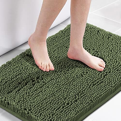 H.VERSAILTEX 20x32 Inch Loden Bath Mat Soft Shaggy Bathroom Rugs Non-Slip Chenille Plush Rugs Luxury Microfiber Washable Bath Rug for Floor Bathroom Bedroom Living Room