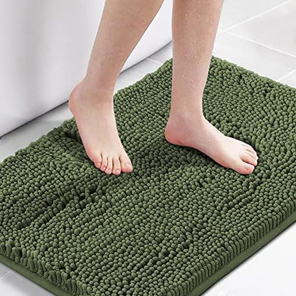 H.VERSAILTEX 20x32 Inch Loden Bath Mat Soft Shaggy Bathroom Rugs Non-Slip Chenille Plush Rugs Luxury Microfiber Washable Bath Rug for Floor Bathroom Bedroom Living Room