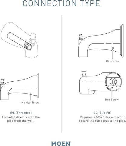 Moen 3346BG Cia Diverter Tub Spout with Slip-fit CC Connection, Brushed Gold