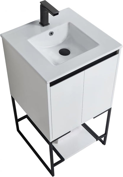 20 Inch Bathroom Vanity with Sink - Modern Knob Free Design, Elegant Space-Saving Solution for Your Bathroom - Durable, Bathroom Vanities for a Contemporary Look - Urbania Collection