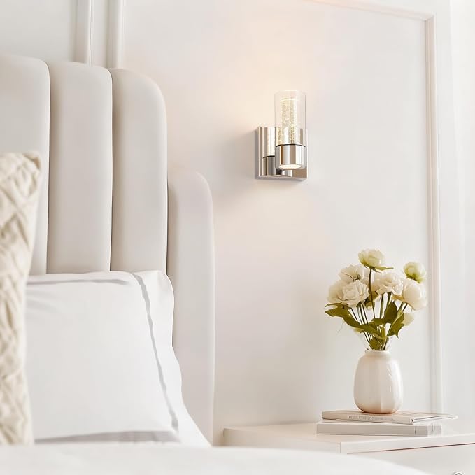 Alice Modern 1-Light Wall Sconce Light Fixture, Integrated Led and Premium Bubble Glass, for Kitchen Island, Hallway, Entryway, Passway, Dining Room, Bedroom, Balcony Living Room