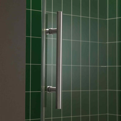 Woodbridge 56-60" W x 80" H Frameless Single Sliding Shower Door with Tempered Glass & Explosion Proof Film in Brushed Nickel Finish