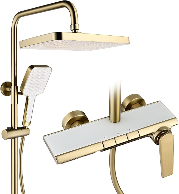 Exposed Shower System, Modern Piano Key Design, BSS0321 Shower Head Set, 30x20cm Shower Faucet Sets Complete, Handheld, Bathtub Faucet, 59A All Copper, Anti-Corrosion