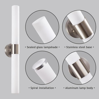 29" Modern Wall Sconce with Frosted Glass Shades, for Bathroom Mirror Bedroom Living Room Hallway, Brushed Nickel Finish