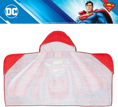 Franco Superman DC Comics Cape Kids Super Soft Bath/Pool/Beach Soft Cotton Terry Hooded Towel Wrap, 24 in x 50 in, (Officially Licensed Product)