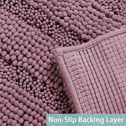 Turquoize Bathroom Rug 20"x32", Absorbent Chenille Bath Rug, Mauve/Rose