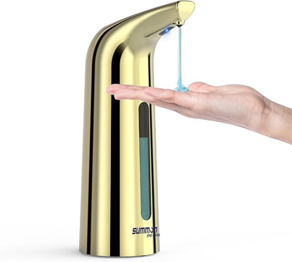 Automatic Liquid Soap Dispenser, 4-Level,13.5oz Touchless | Plastic,400ml Gold Electric Battery Operated Hand & Dish Countertop Soap Dispensers with Sensor for Bathroom,Kitchen Sink