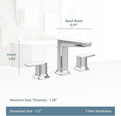 Moen TS8002 Via Two-Handle Modern Bathroom Faucet Trim Kit, Valve Required, Chrome