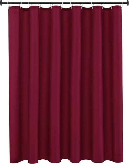 Biscaynebay Quality Fabric Shower Curtain Liners 72 Inch by 72 Inch, Burgundy Water Resistant Bathroom Curtains Rust Resistant Grommets & Weighted Bottom Hem Machine Washable