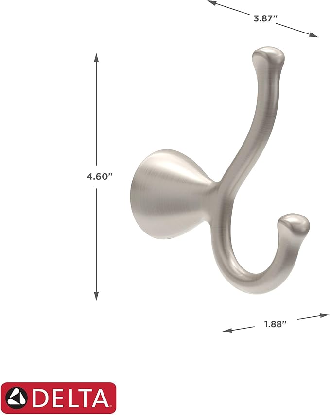 Delta ARV35-DN Arvo Double Towel Hook Bath Hardware Accessory in Brushed Nickel (Pack of 10)