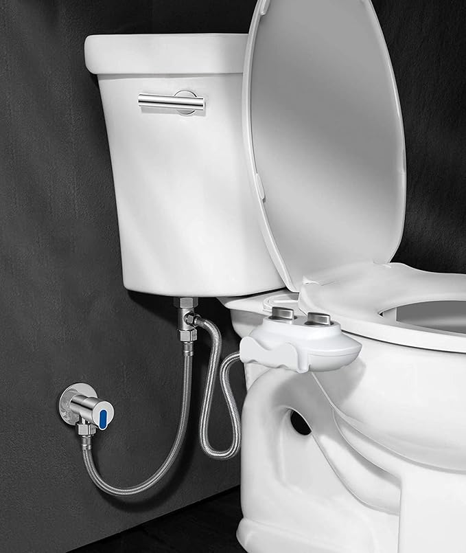 BD158 Ultra-Slim Bidet Attachment for Toilet - Non-Electric Mechanical Bidet Toilet Seat Attachment with Self-Cleaning Nozzle & Adjustable Fresh Water Pressure - Easy DIY Installation, White