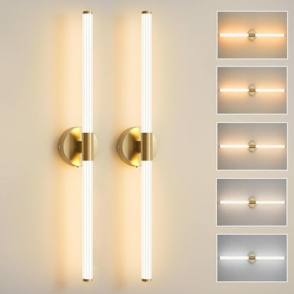 Glod Wall Sconces Set of Two Hardwired LED Vanity Light 31" | Dimmable 5CCT LED Bathroom Light Fixtures, 360° Full Lighting, Modern Vanity Light Bar for Bathroom Mirror