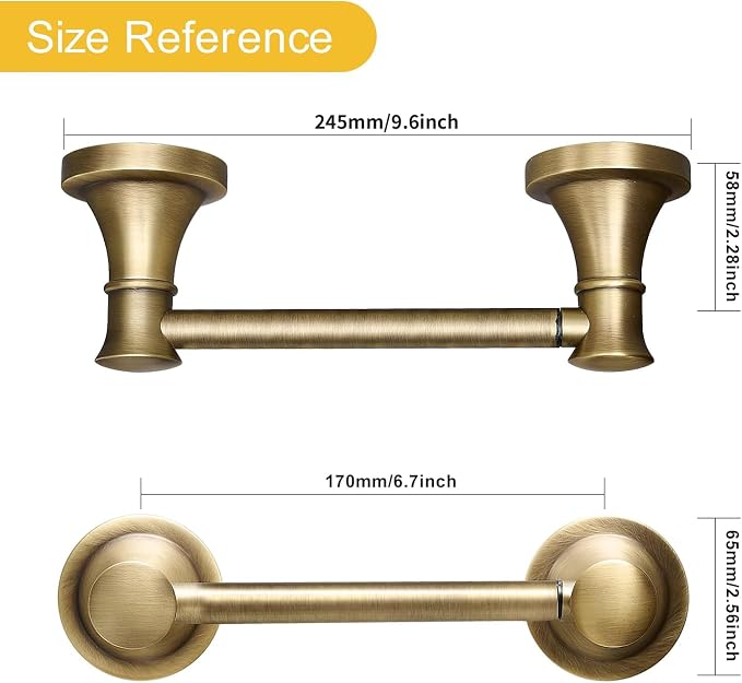 Bathroom Toilet Paper Holder Wall Mount Tissue Holder Antique Brass | Rustproof Toilet Tissue Roll Holder, Flexible Double Post Pivoting Handle, Bathroom Accessories SUS304 Stainless Steel