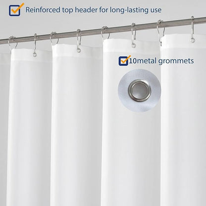 N&Y HOME Fabric Shower Curtain Liner 60 x 78 inch Long Stall Size, Hotel Quality, Washable, Water Repellent, White Bathroom Curtains with Grommets, 60x78
