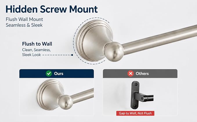 4-Piece Towel Bar Set, 24 Inch Towel Racks for Bathroom Wall Mounted in Brushed Nickel, SUS304 Stainless Steel Complete Bathroom Hardware