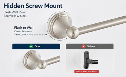 4-Piece Towel Bar Set, 24 Inch Towel Racks for Bathroom Wall Mounted in Brushed Nickel, SUS304 Stainless Steel Complete Bathroom Hardware
