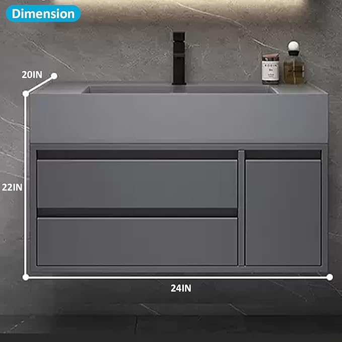 Bathroom Vanity - Modern Floating Vanity with Sink Top, for Bathroom (Mirror Cabinet Not Included) (24'')